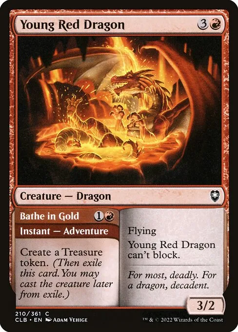 Dragón rojo joven // Bañarse en oro