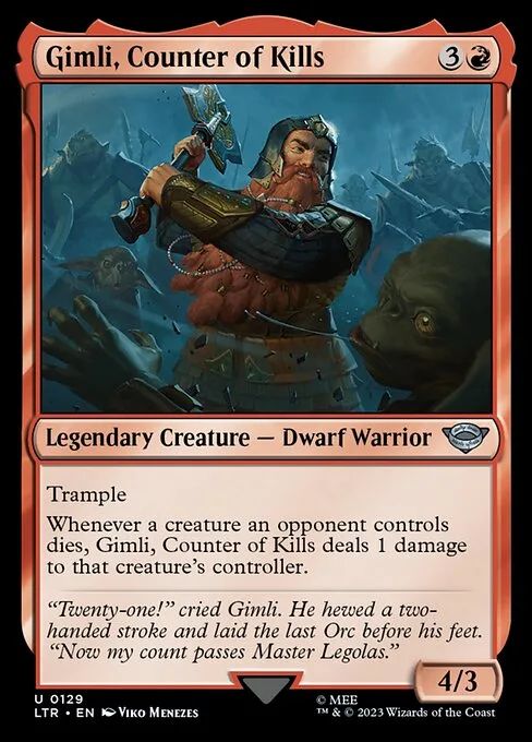 Gimli, contador de muertes