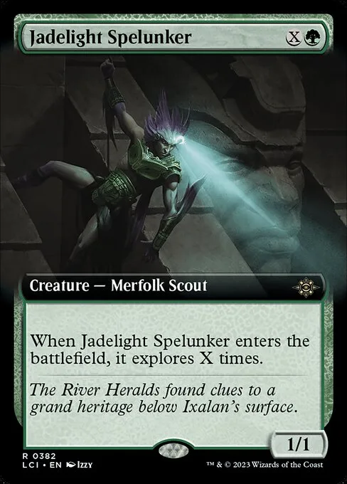 Espeleólogo con luz de jade